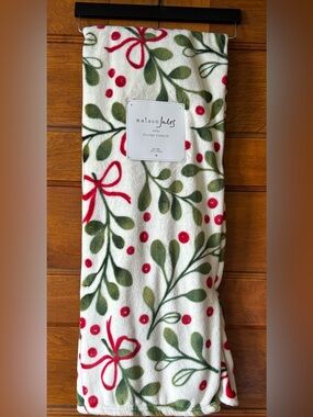 Maison Jules Holiday Plush Throw in White, Green & Red